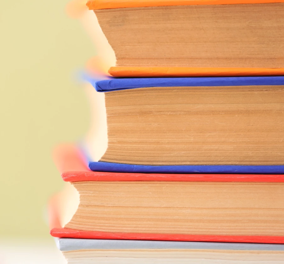 Wissenschaftlicher Arbeitsplatz mit Büchern und Notizen